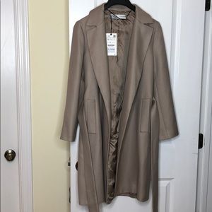 Zara Long Beige Coat Medium